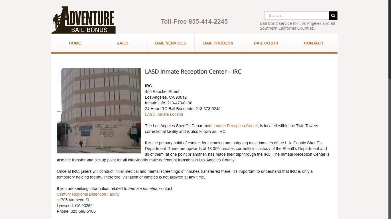 LASD Inmate Reception Center - IRC | Arrest, Jail & Bail ...