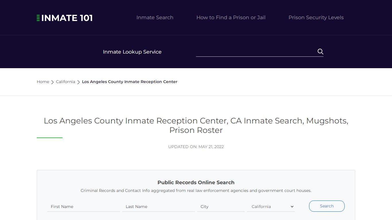 Los Angeles County Inmate Reception Center, CA Inmate ...